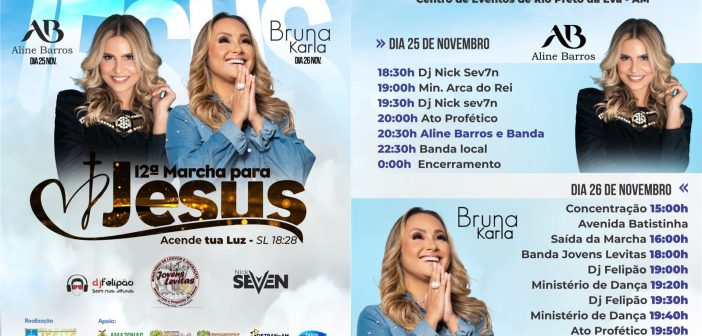 Começa hoje a Marcha Para Jesus em Rio Preto da Eva com show de Aline Barros